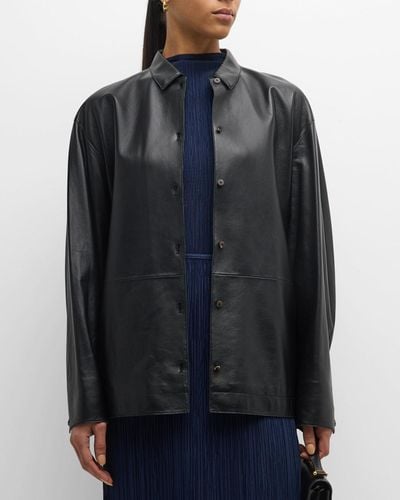 LE17SEPTEMBRE Belted Leather Jacket - Blue