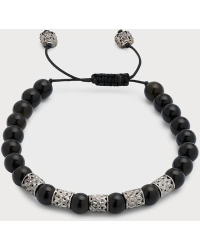 Armenta Obsidian Beaded Bracelet - Metallic