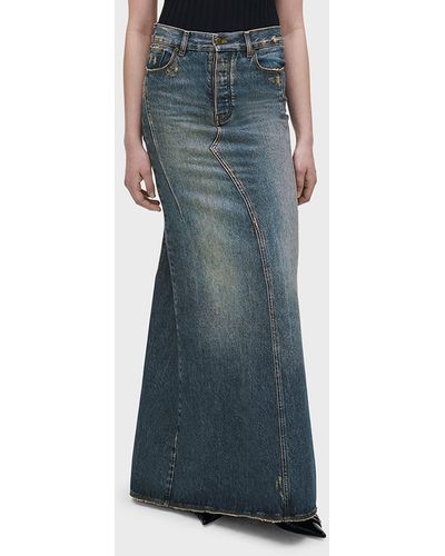 Marc Jacobs Long Fluted Denim Skirt - Blue
