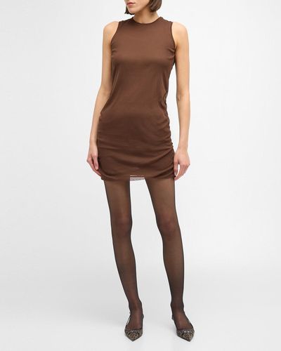 Saint Laurent Tulle Stretch Mini Dress - Brown