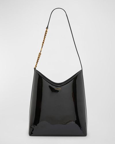 Saint Laurent Sac Patent Leather Hobo Bag - Black