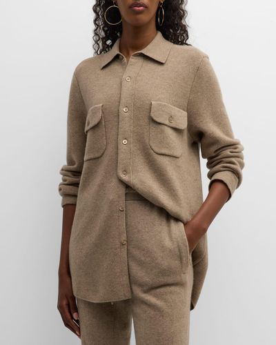 TSE Recycled Cashmere Button-Down Shirt - Natural