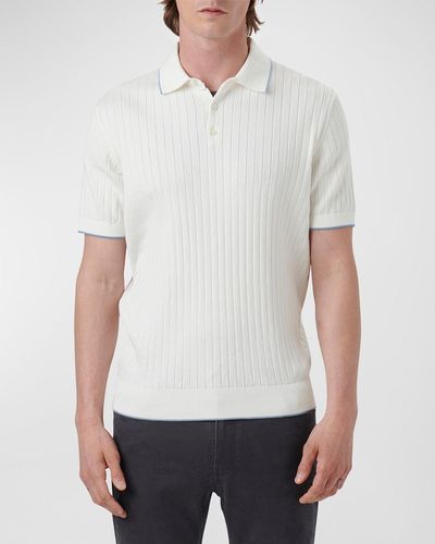 Bugatchi Ribbed Polo Sweater - White