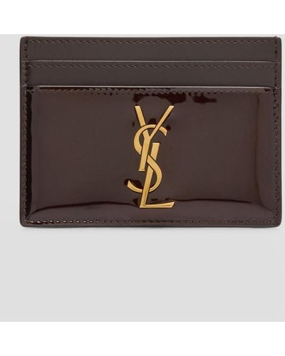 Saint Laurent Cassandre Leather Card Case - Brown