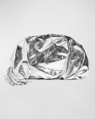 Rebecca Minkoff Ruched Zip Faux-Leather Clutch Bag - Metallic