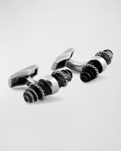 Tateossian Spiral Capsule Cufflinks With Spinel - Black