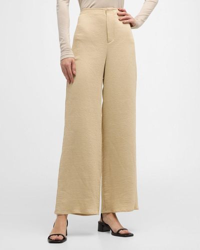 By Malene Birger Marchei Ribbed High-Rise Wide-Leg Pants - Natural