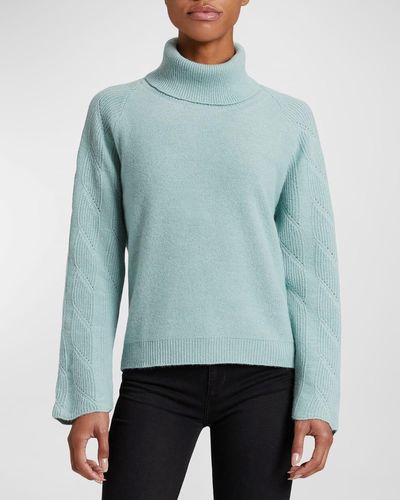 Santorelli Dana Raglan-Sleeve Turtleneck Sweater - Blue