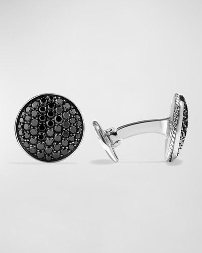 David Yurman Streamline Cufflinks With Diamonds In Silver, 16.7mm - Brown