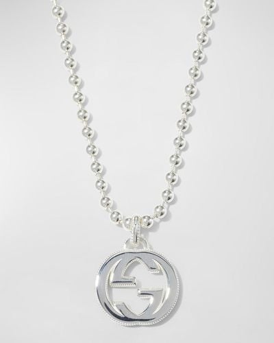 Gucci Interlocking Gg Pendant Necklace - White