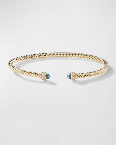 David Yurman Cablespira Bracelet With Gemstone And Diamonds In 18k Gold, 3mm - Natural