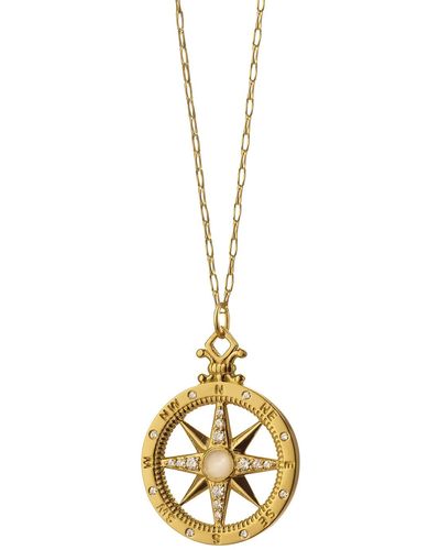 Monica Rich Kosann 18k Gold Diamond Compass Charm Necklace - Metallic
