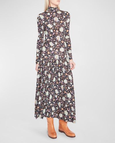Ulla Johnson Fernanda Floral Pleated Asymmetric Midi Dress - Multicolor