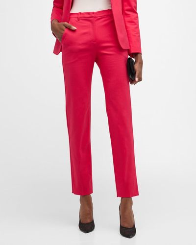 Emporio Armani Cropped Stretch Cotton Pants - Red