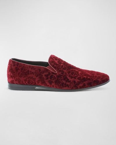 Robert Graham Sonoma Floral Skull-Embossed Velvet Loafers - Red