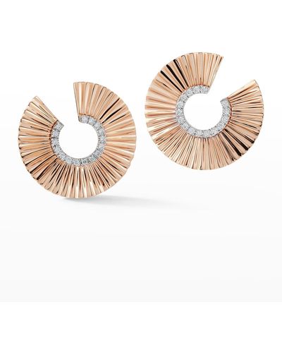 WALTERS FAITH Clive Rose Gold Fluted Front-facing Hoop Earrings With White Rhodium