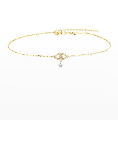 PERSÉE Symboles Single Hanging Diamond Eye Bracelet - White