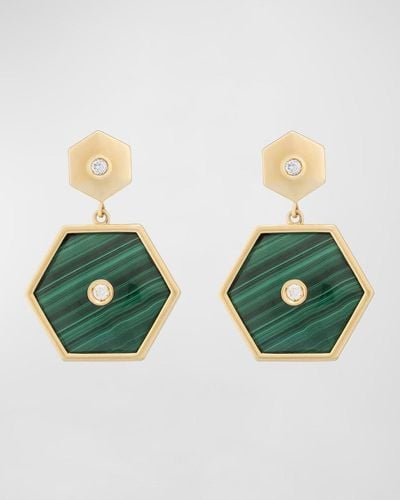 Miseno Baia Sommersa 18k Yellow Gold Malachite And Diamond Drop Earrings - Green