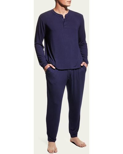 Eberjey Henry Long-sleeve Pajama Set - Blue