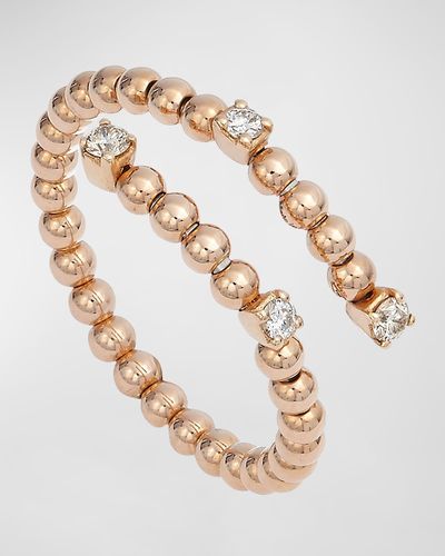 Krisonia 18k Rose Gold Ring With Four Diamonds, Size 4.5 - White
