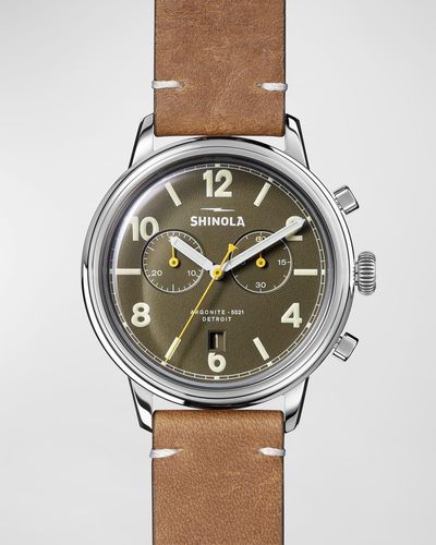 Shinola Traveler Chronograph Leather Watch, 42mm - Multicolor