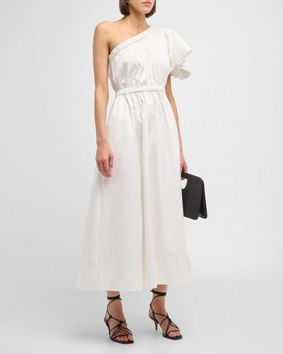 Cynthia Rowley One-Shoulder Cotton Midi Dress - White