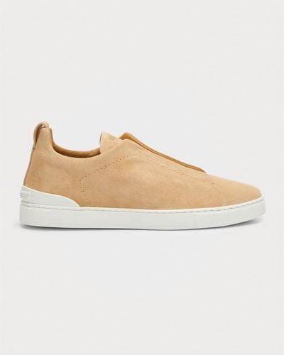 ZEGNA Triple Stitchtm Slip-on Suede Low-top Sneakers - Natural