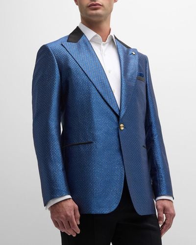 Stefano Ricci Two-Tone Patterned Dinner Jacket - Blue