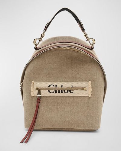 Chloé Woody Linen Backpack - Natural