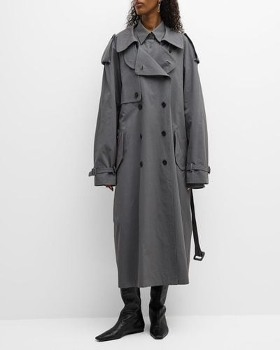 The Row Avio Belted Long Trench Coat - Gray