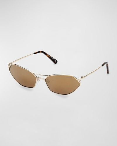 Emilio Pucci Geometric Metal & Acetate Rectangle Sunglasses - White