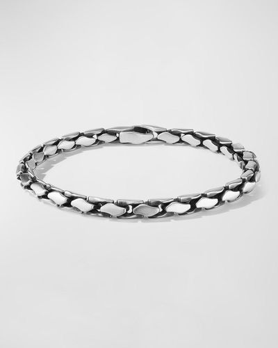 David Yurman Fluted Chain Bracelet In Sterling Silver, 5mm, 6"l - Metallic