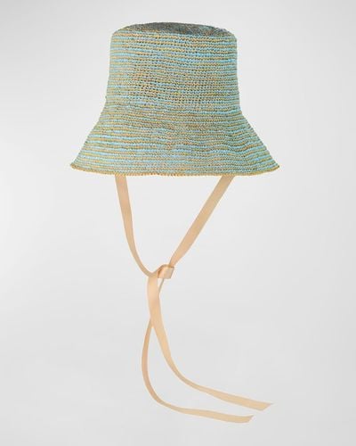 Sensi Studio Striped Crochet Lampshade Hat - Green