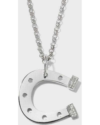 Bridget King Jewelry Silver Horseshoe Necklace - White