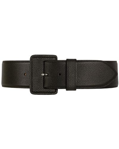 Vaincourt Paris La Merveilleuse Large Pebbled Leather Belt With Covered Buckle - Black