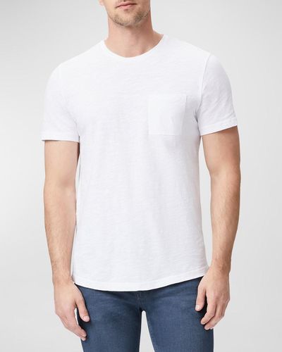 PAIGE Kenneth Solid Crewneck T-shirt W/ Pocket - White