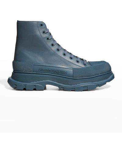 Alexander McQueen Tread Slick Chunky-sole Ankle Combat Boots - Blue