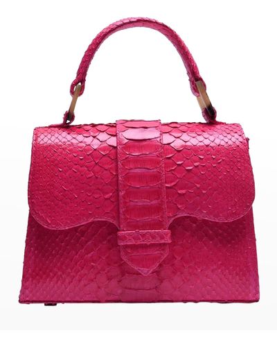 Adriana Castro La Marguerite Mini Python Top-Handle Bag - Pink