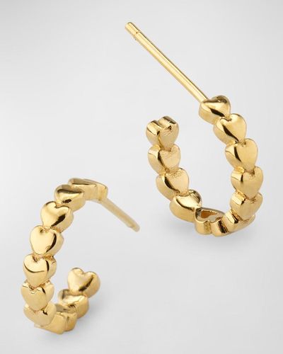 Jennifer Meyer Mini Heart Hoop Earrings - Metallic