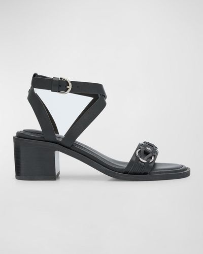 Rag & Bone Geo Leather Chain Ankle-Strap Sandals - Metallic