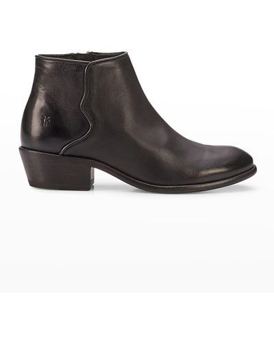 Frye Carson Leather Piping Ankle Booties - Black
