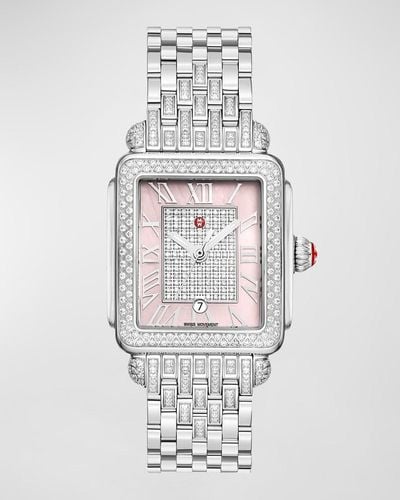 Michele Deco Madison Mid Peony Pave Center Watch - White