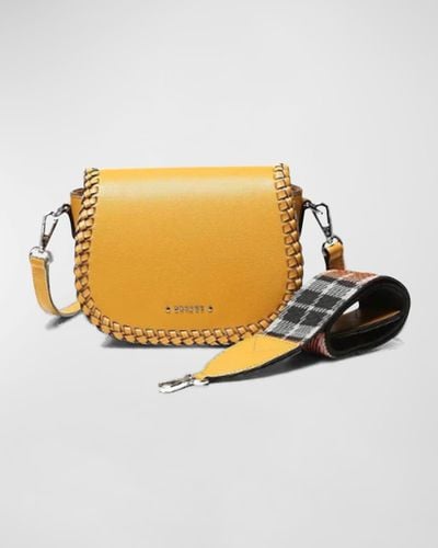 orYANY Bentley Flap Leather Crossbody Bag - Yellow