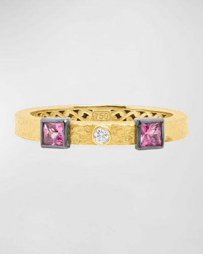 Konstantino 18k Yellow Gold Honeycomb Ring W/ Diamonds, Size 7 - Metallic