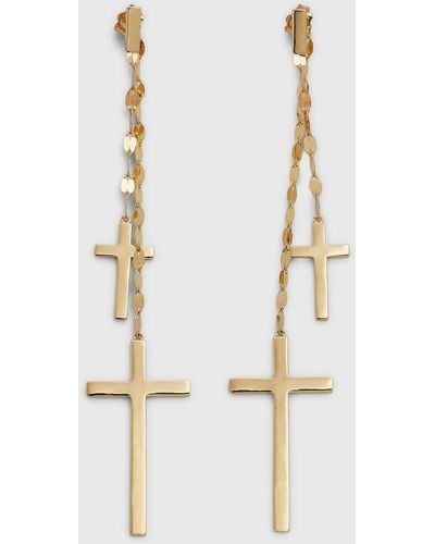 Lana Jewelry 14K Double Cross Mega Gloss Blake Front-Back Linear Earrings - White
