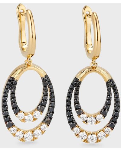 Frederic Sage 18k Clip Ii Medium Oval Black And White Diamond Earrings - Metallic