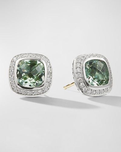 David Yurman Albion Stud Earrings With Gemstone And Diamonds - Green