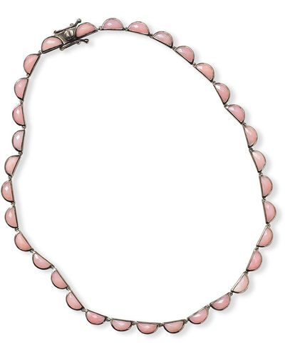 Nakard Large Scallop Riviere Necklace In Pink Opal - Metallic