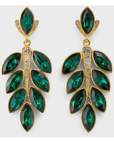 Kenneth Jay Lane Emerald Leaves Earrings - Green