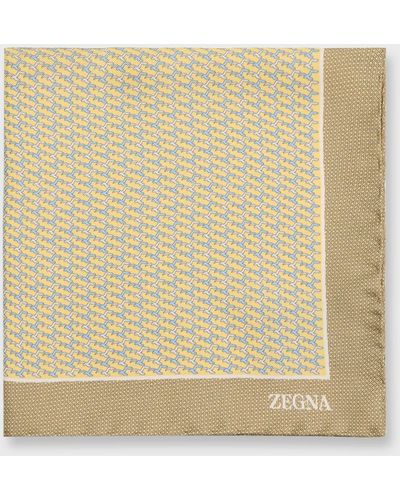Zegna Silk Seagull-Print Pocket Square - Natural